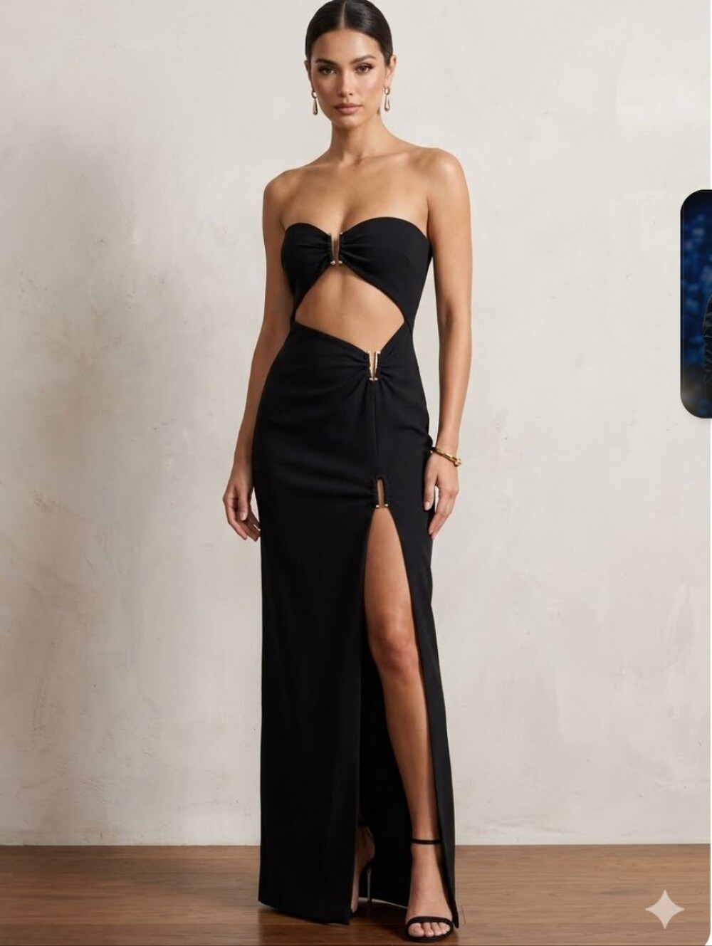 PRINCESS POLLY Black Cutout Strapless Maxi Dress US 12 NWT